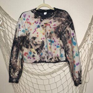 LOCURA by J. X SavvyJack Wear Bleach Dyed Cropped Sweatshirt OS